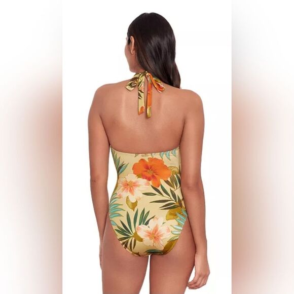 Lauren Ralph Lauren Island Tropical Ring-Front One-Piece Swimsuit NWOT Size 10 - Picture 2 of 6
